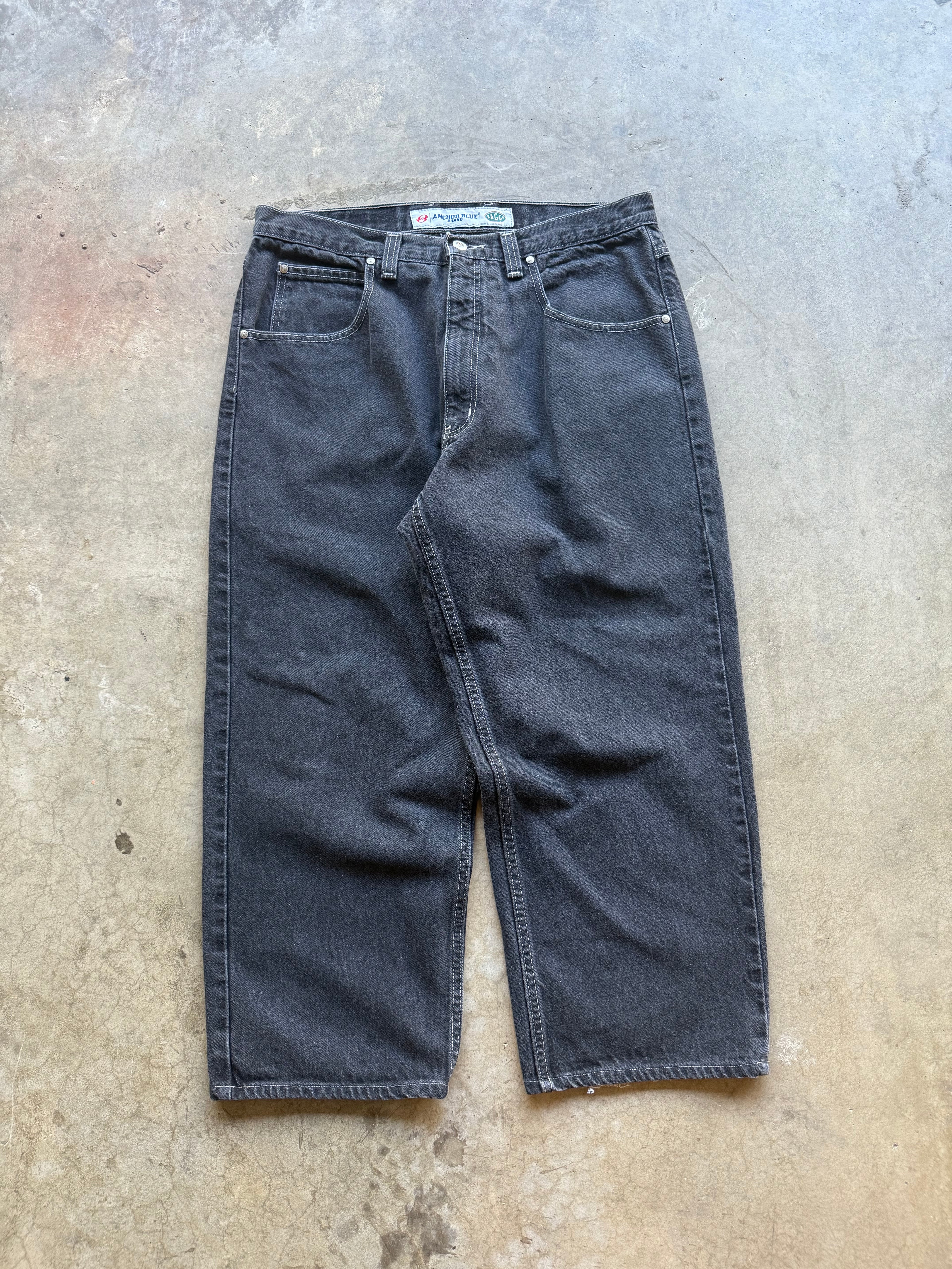 Black Baggy Anchor Blue Jeans