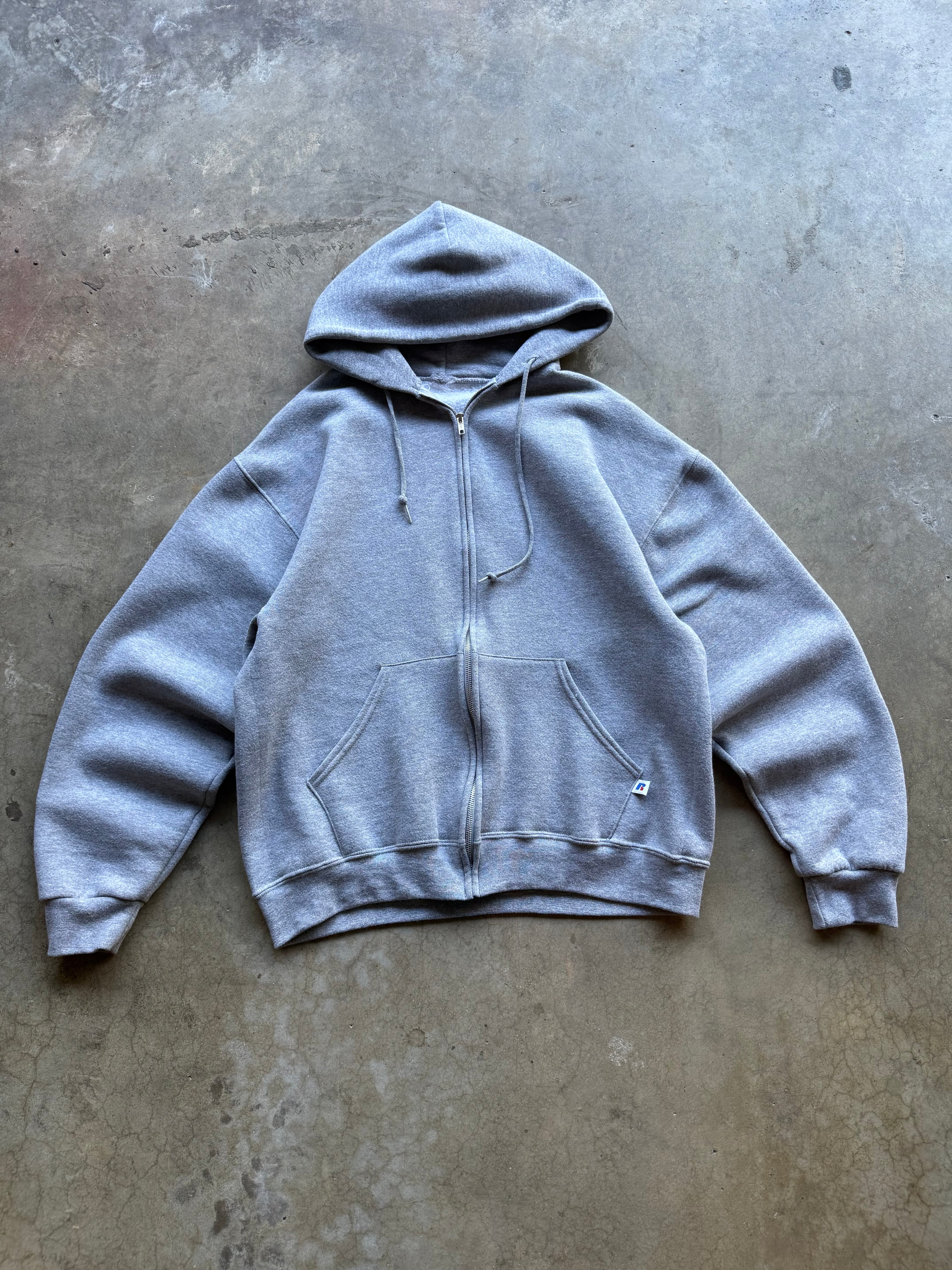 Grey Russell Zip-Up Hoodie