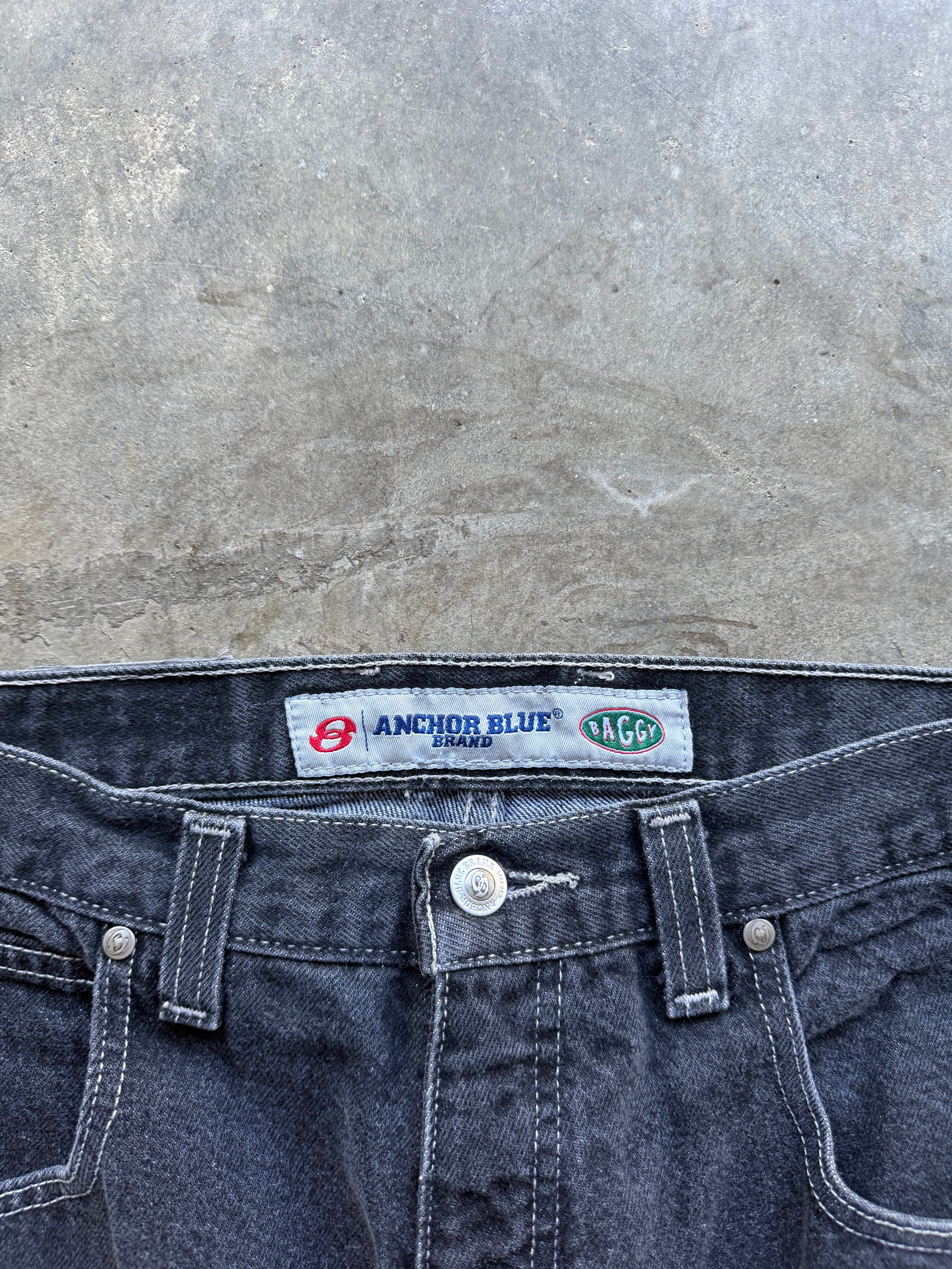Black Baggy Anchor Blue Jeans