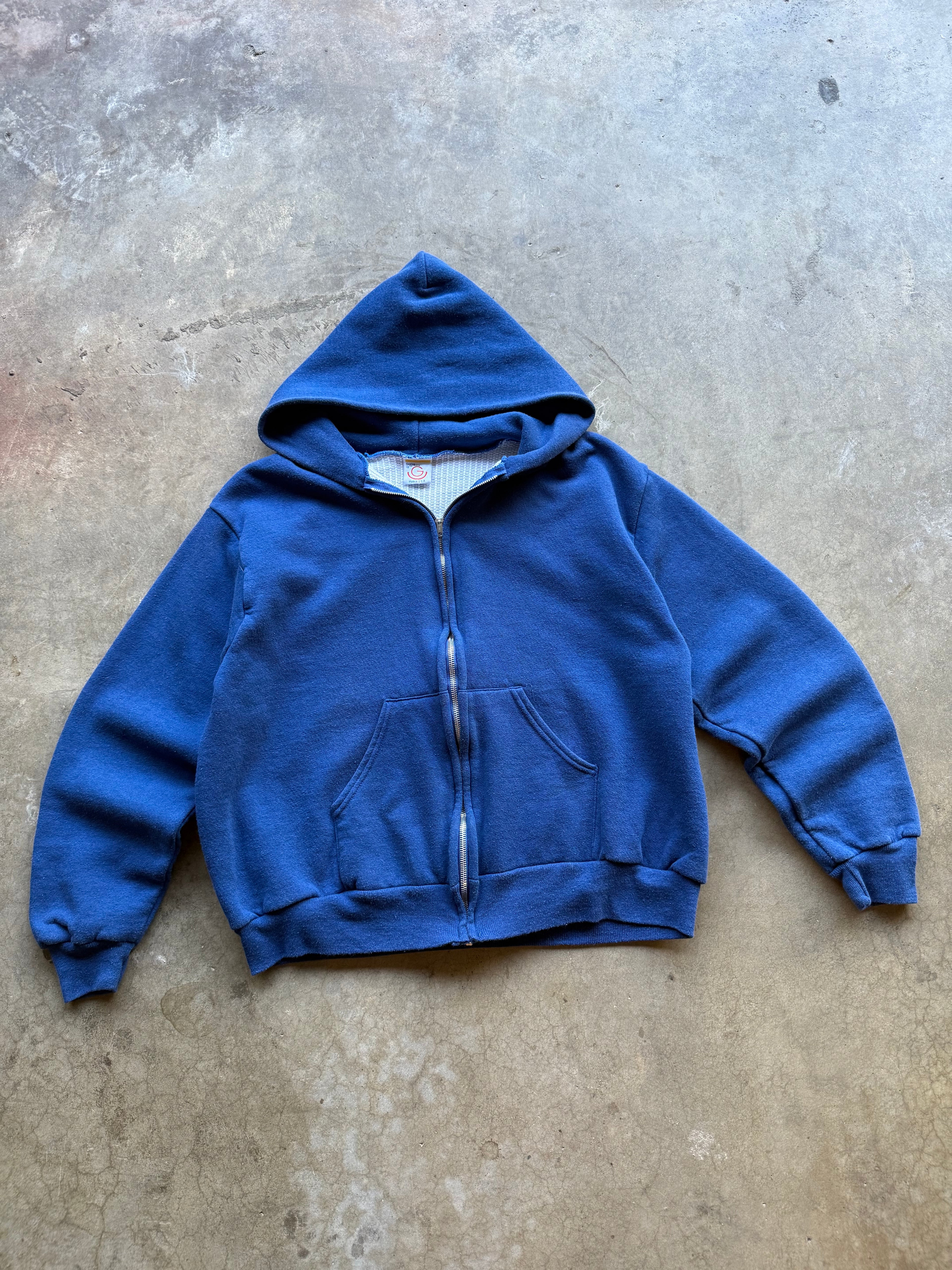 Blue Thermal-Lined Zip-Up Hoodie